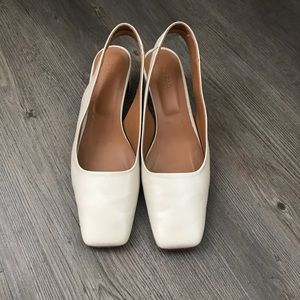 By Far beige leather sandal square toe heels SZ 40